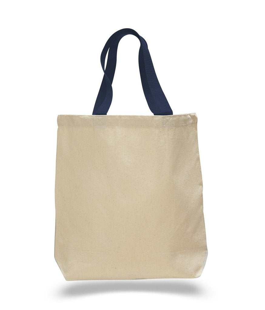 Heavy Duty Canvas Tote Bags with Color Handles Bulk