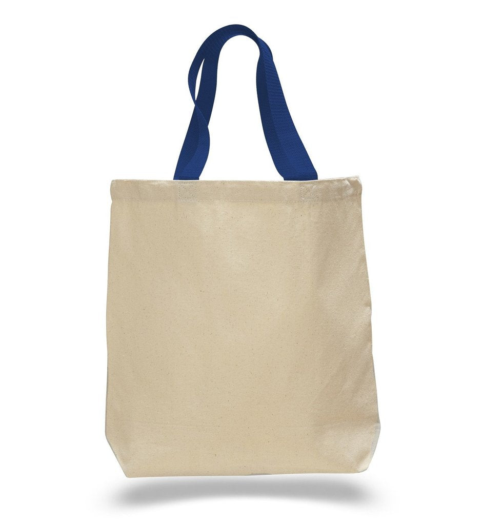 Heavy Duty Canvas Tote Bags with Color Handles Wholesale
