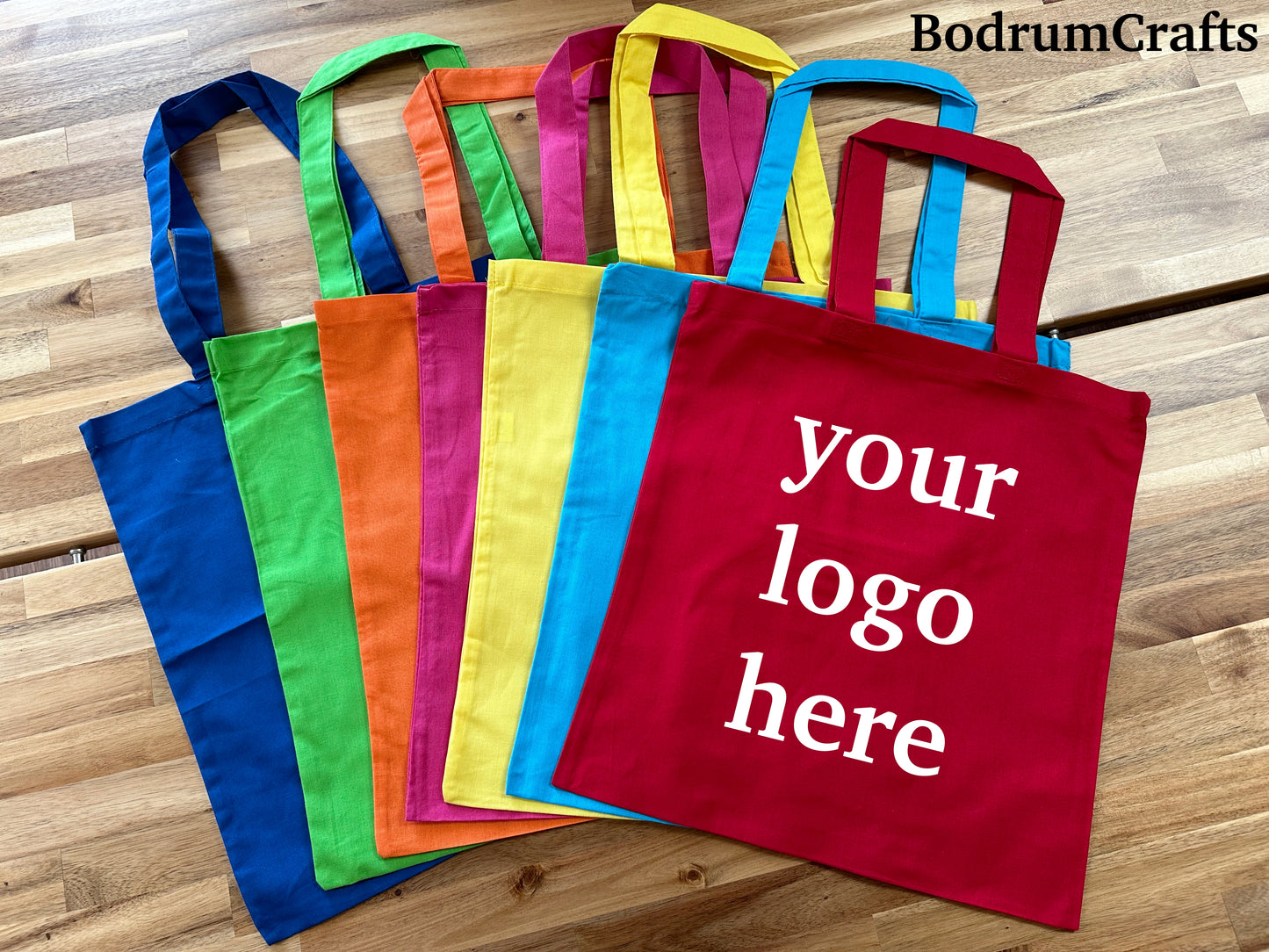 Color Cotton Tote Bags with Custom 3 Color Logo Printing