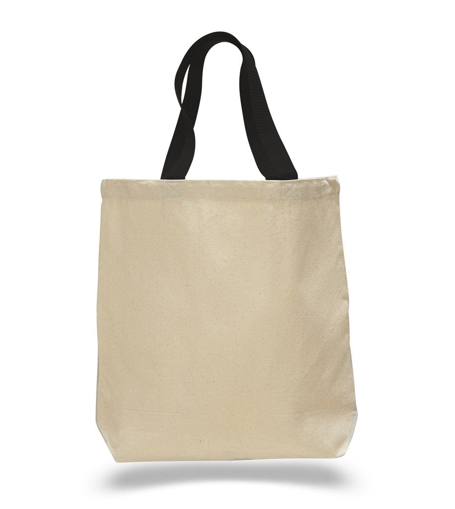 Navy Color Heavy Duty Canvas Tote Bags with Color Handles in Bulk