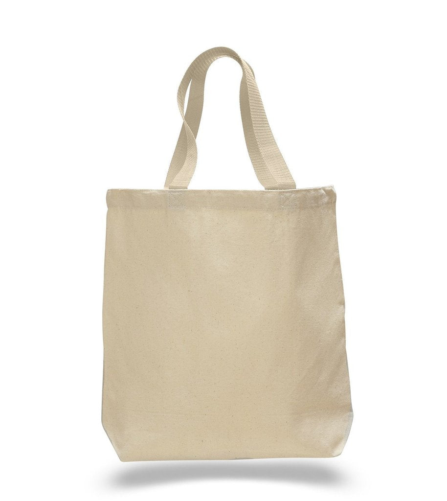 Heavy Duty Canvas Tote Bags with Color Handles in Bulk