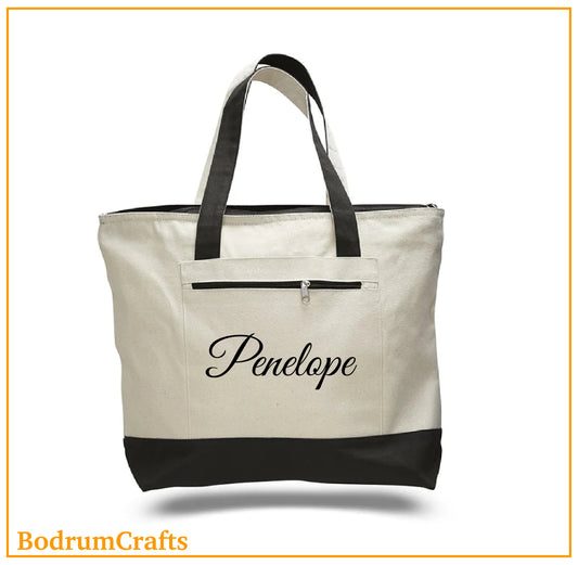 Custom Printed Tote Bags with Top Zipper