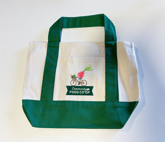 Custom logo printed mini canvas tote bag for promotional gifts, wholesale orders and event giveaways.