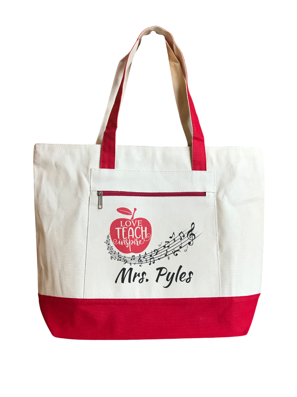 Canvas Shoulder Tote Bag with Top Zipper
