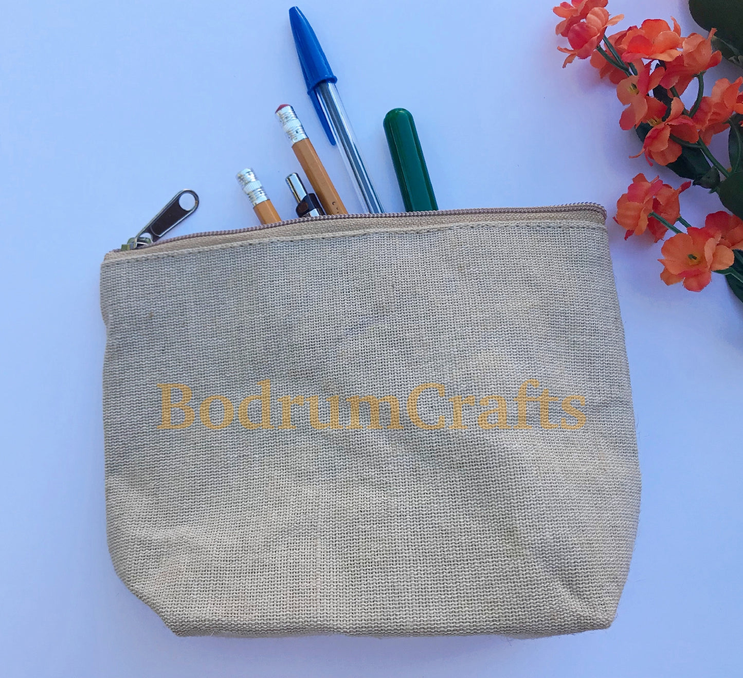 10" Jute Large Makeup Bag, Pouch Purse Cosmetic Organizer Wholesale Bulk