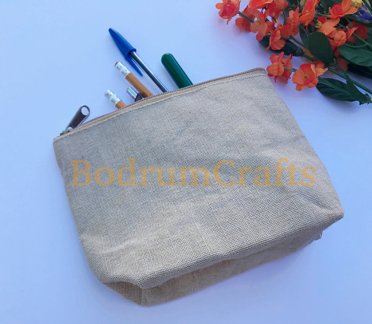 10" Jute Large Makeup Bag, Pouch Purse Cosmetic Organizer Wholesale Bulk