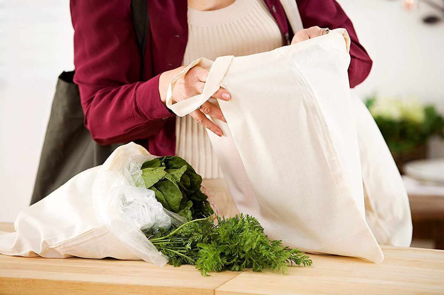 12 Eco-Pack Reusable Cotton Tote Bags, Assorted Mix Color wholesale