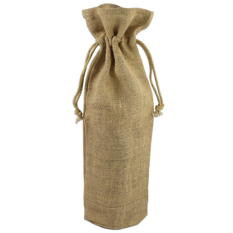 Natural Jute Wine Bags With Drawstrings