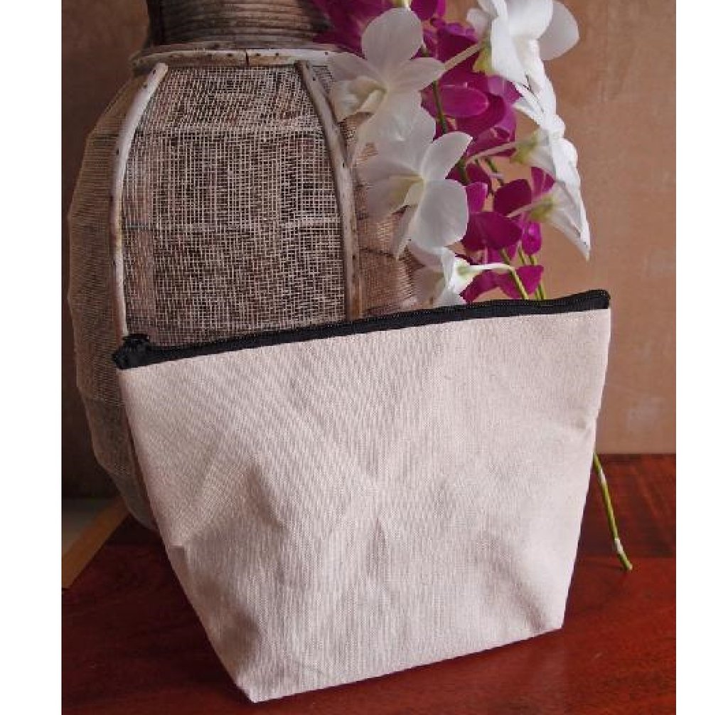 10" Canvas Fabric Zipper Pouch Bags with Gusset