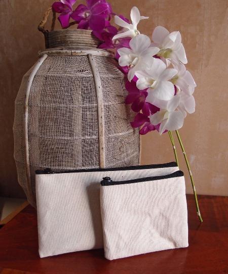Canvas Flat Zipper Pouch Bags, Small Size