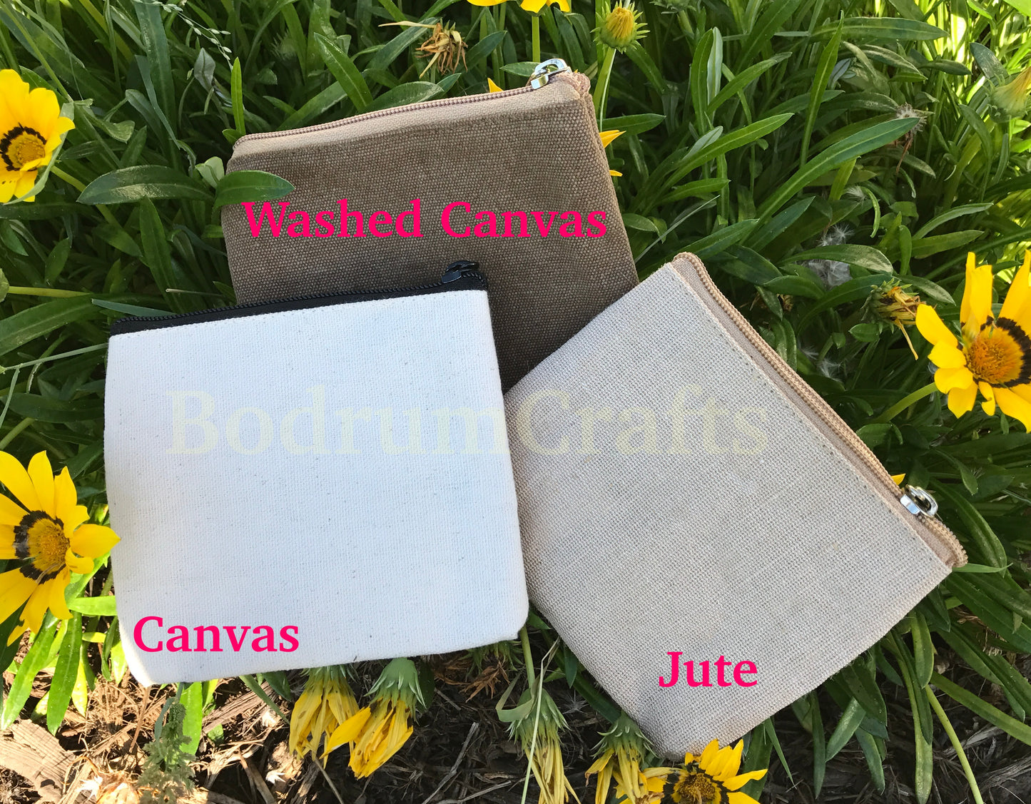 Wholesale Canvas Cotton, Burlap Jute and Washed Canvas Zipper Pouch, Makeup Bags Bulk