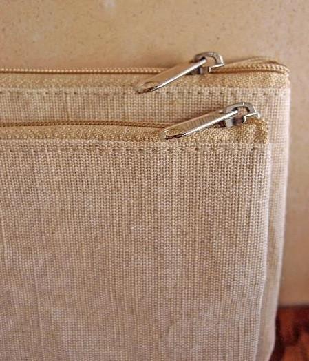 Jute Flat Zipper Pouch Bags, Small Size