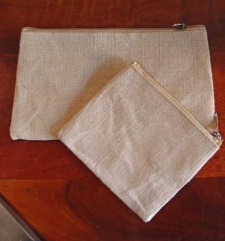 Jute Flat Zipper Pouch Bags, Small Size