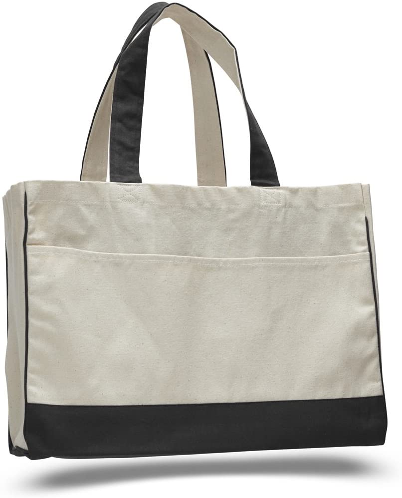 Large Size Heavy Canvas Shopping Grocery Tote Bags, Large Front Pocket