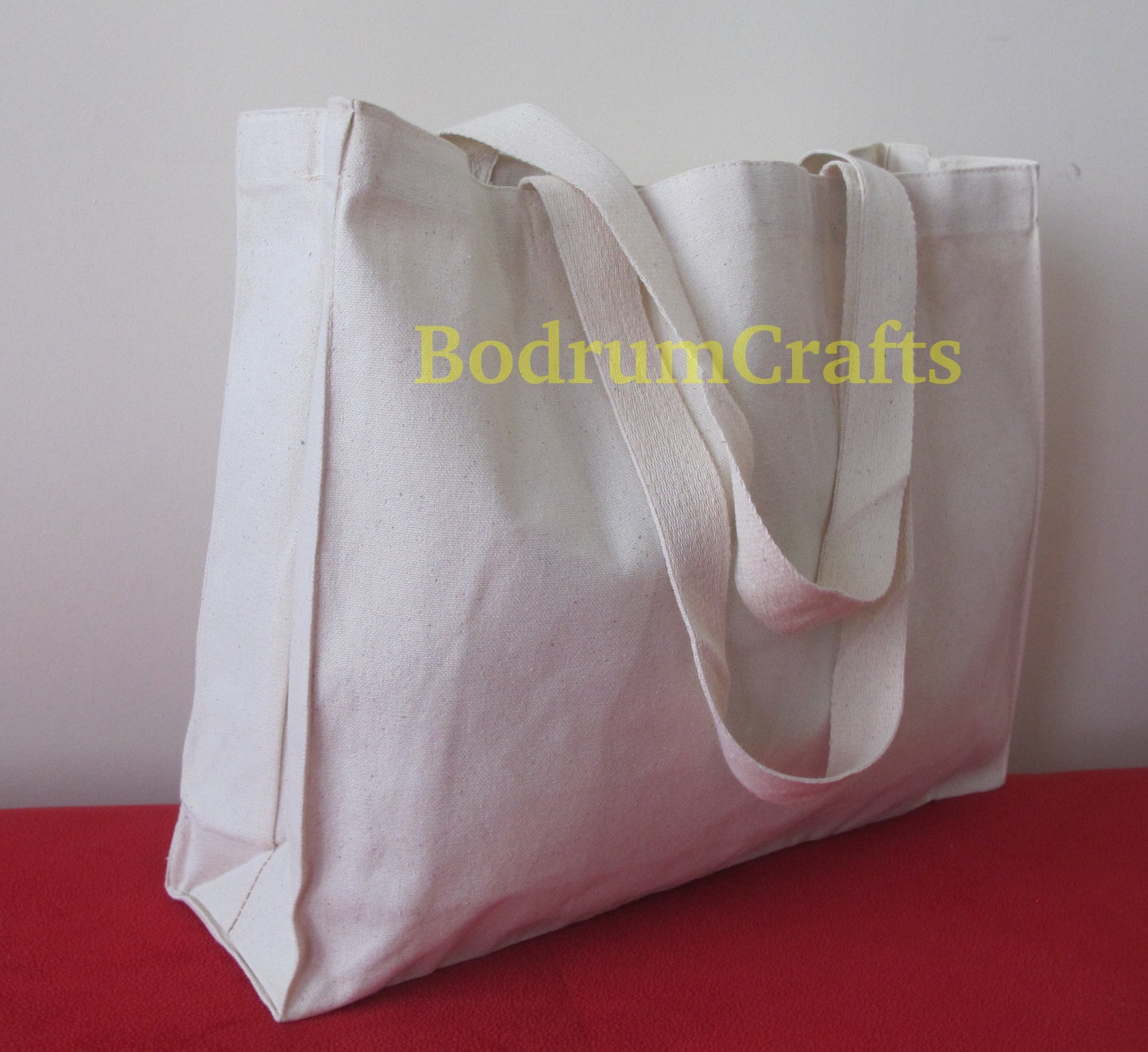 Wholesale Rectangular Heavy Canvas Tote Bags, Full Gusset Grocery Shopper Totes in Bulk