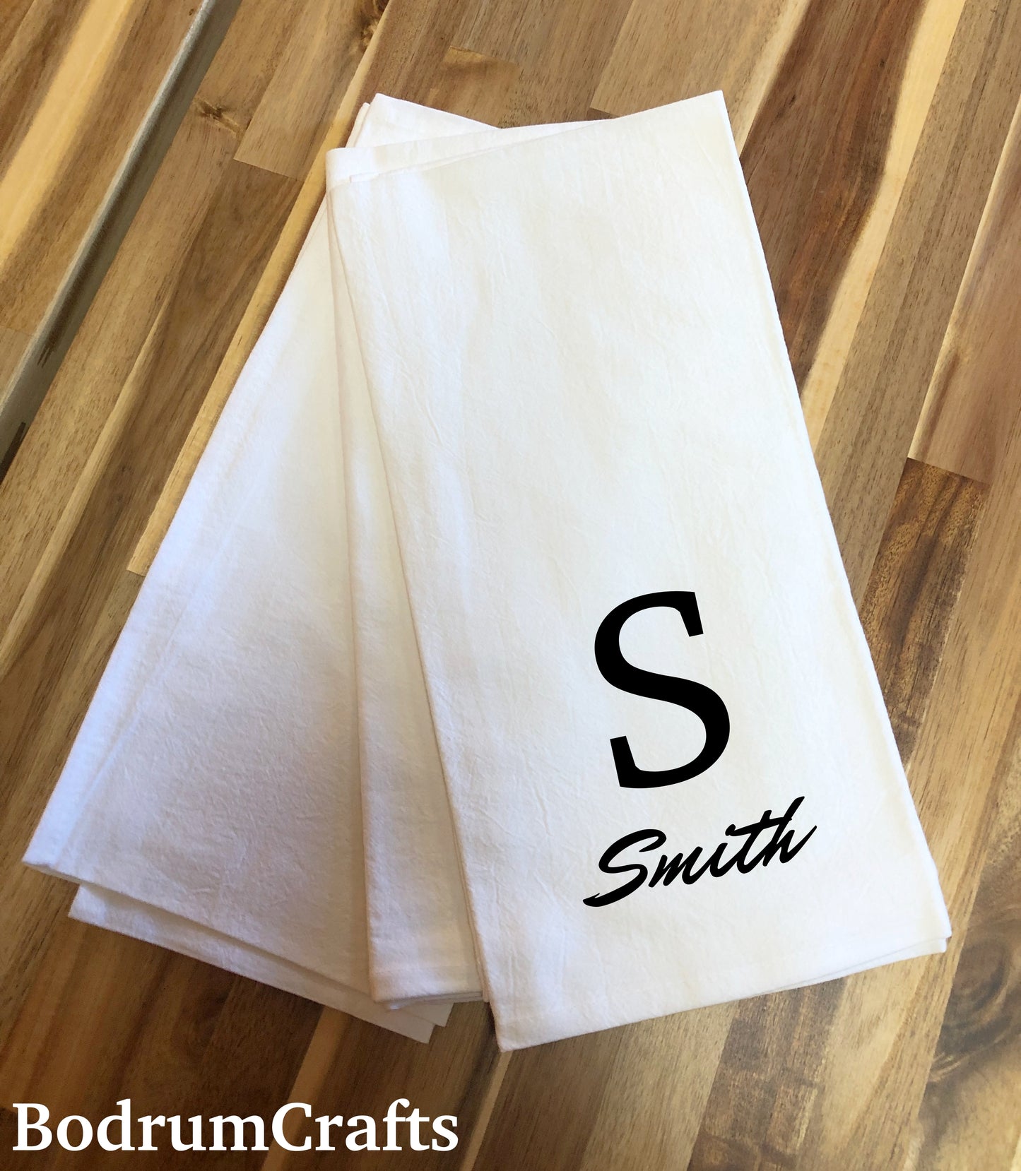 Initials Monogrammed Flour Sack Tea Towels