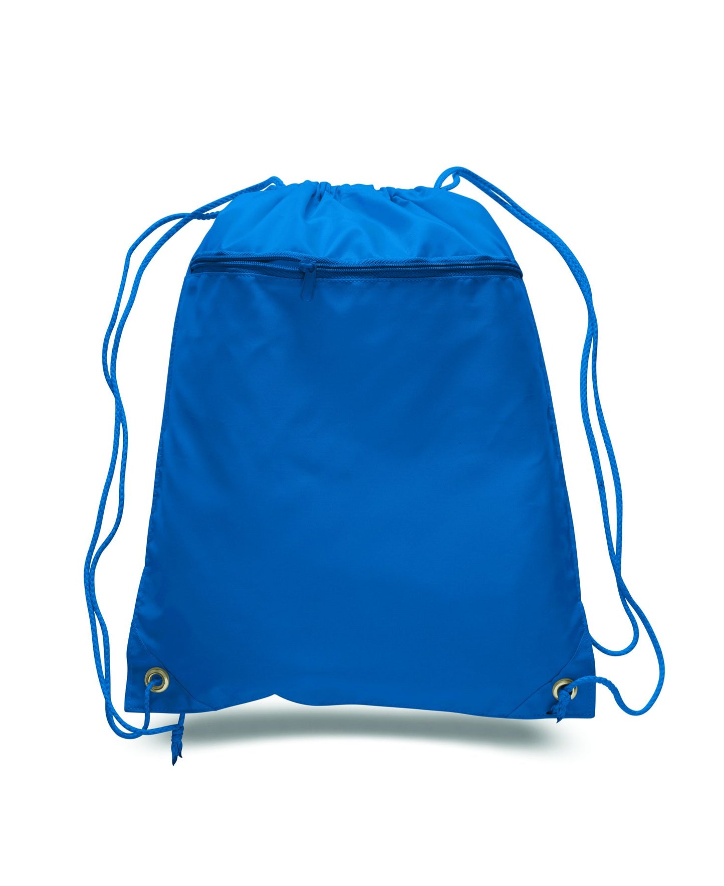 Mytotebags wholesale Polyester Sports Drawstring Backpack with Front Zippered Pocket