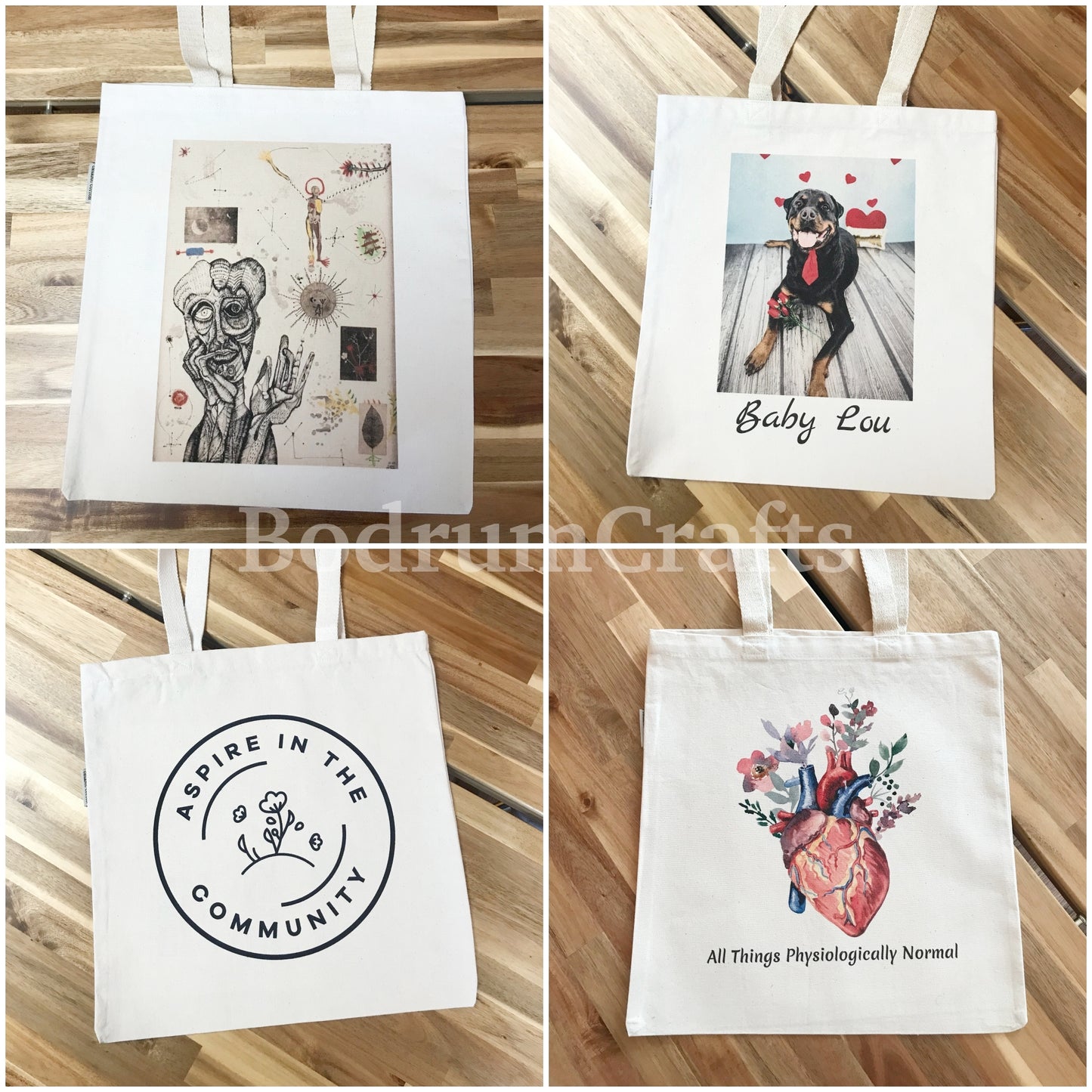 Personalized Canvas Tote Bags, Custom Printed Cotton Bag in Full Color Edit alt text
