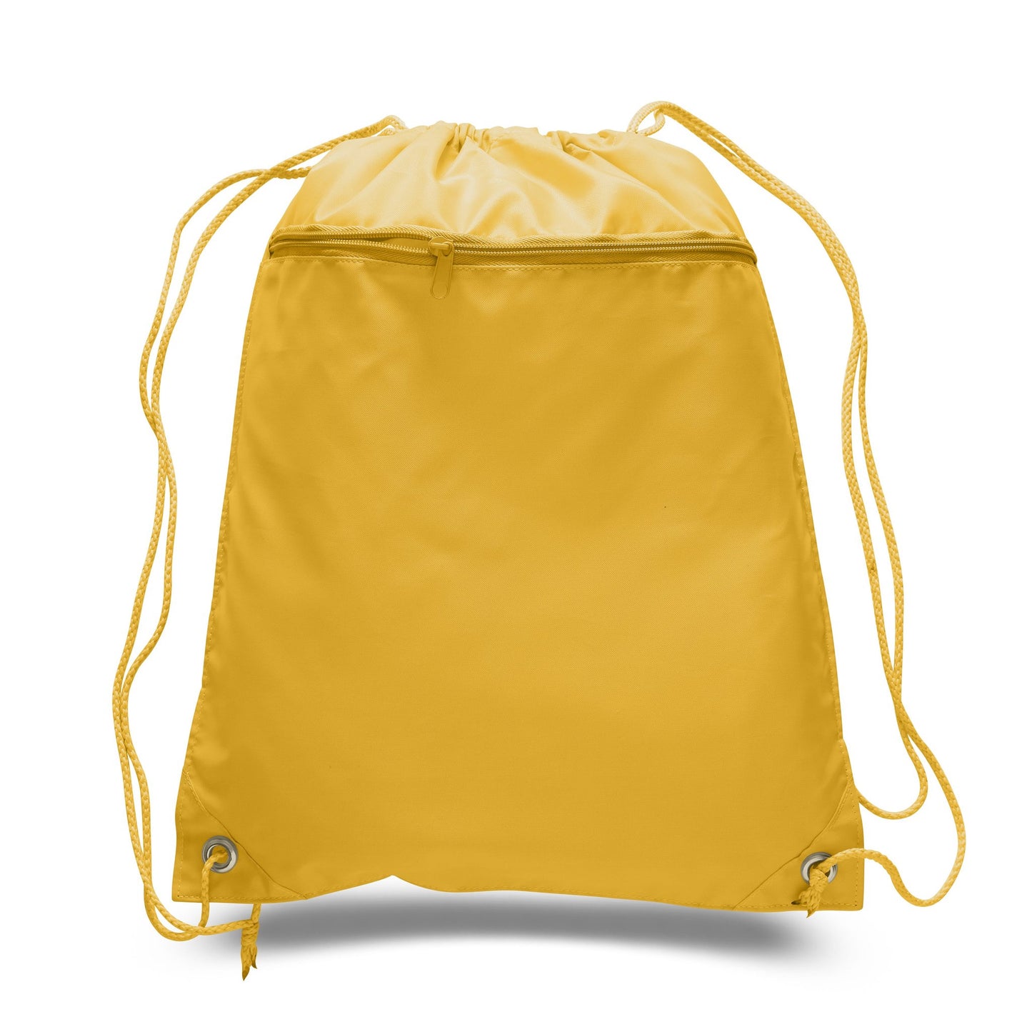 Mytotebags wholesale Polyester Sports Drawstring Backpack with Front Zippered Pocket