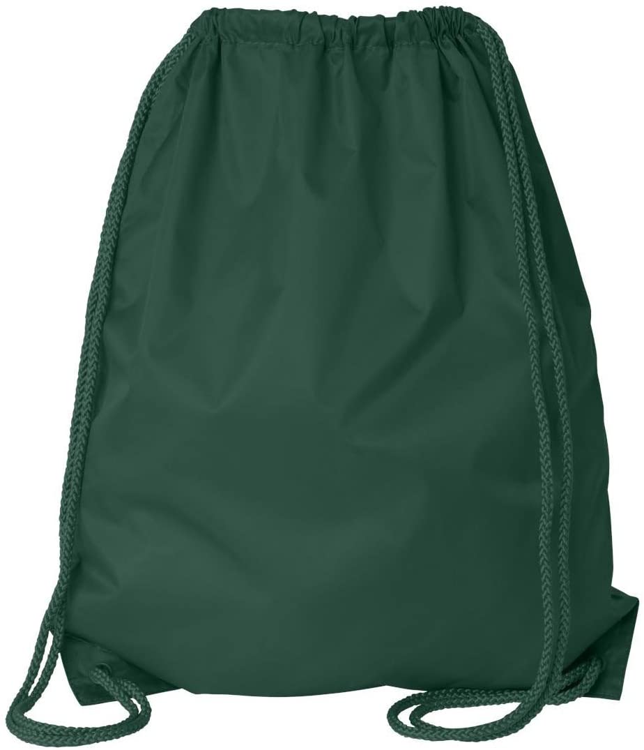 green Economy Polyester Sports Drawstring Backpack, Medium Size