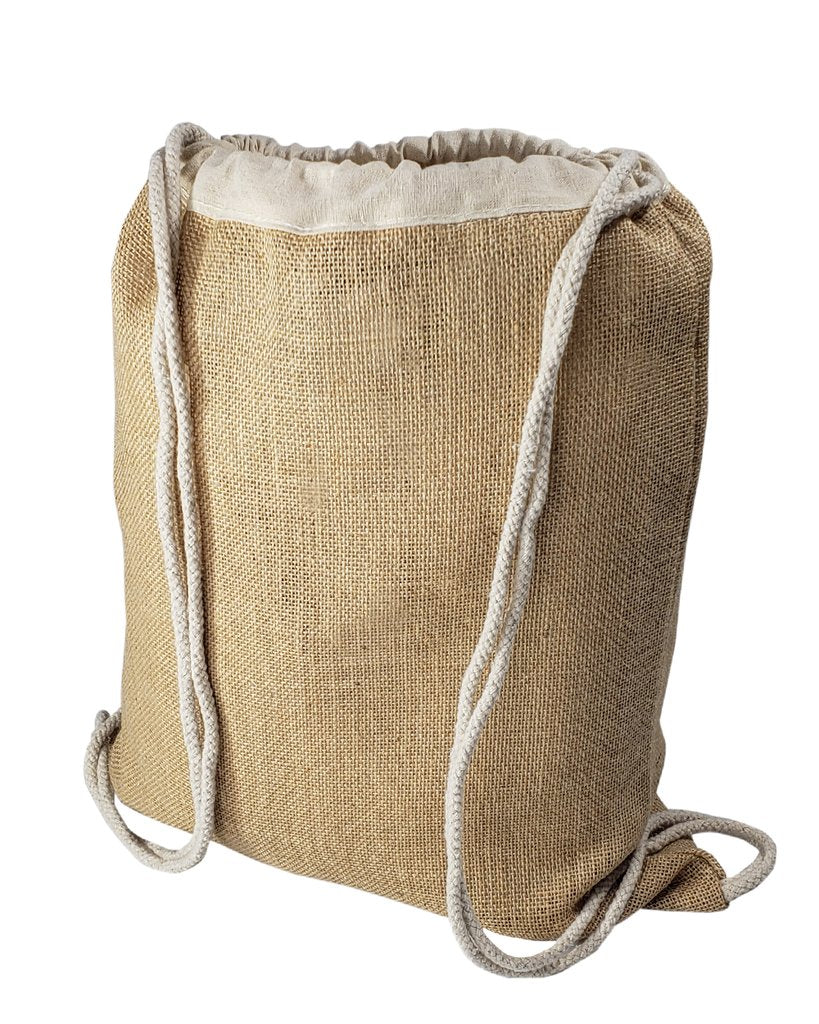 Natural Burlap Jute Drawstring Backpacks