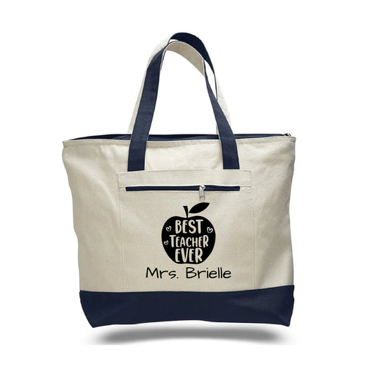 Personalized Teacher Canvas Tote Bags