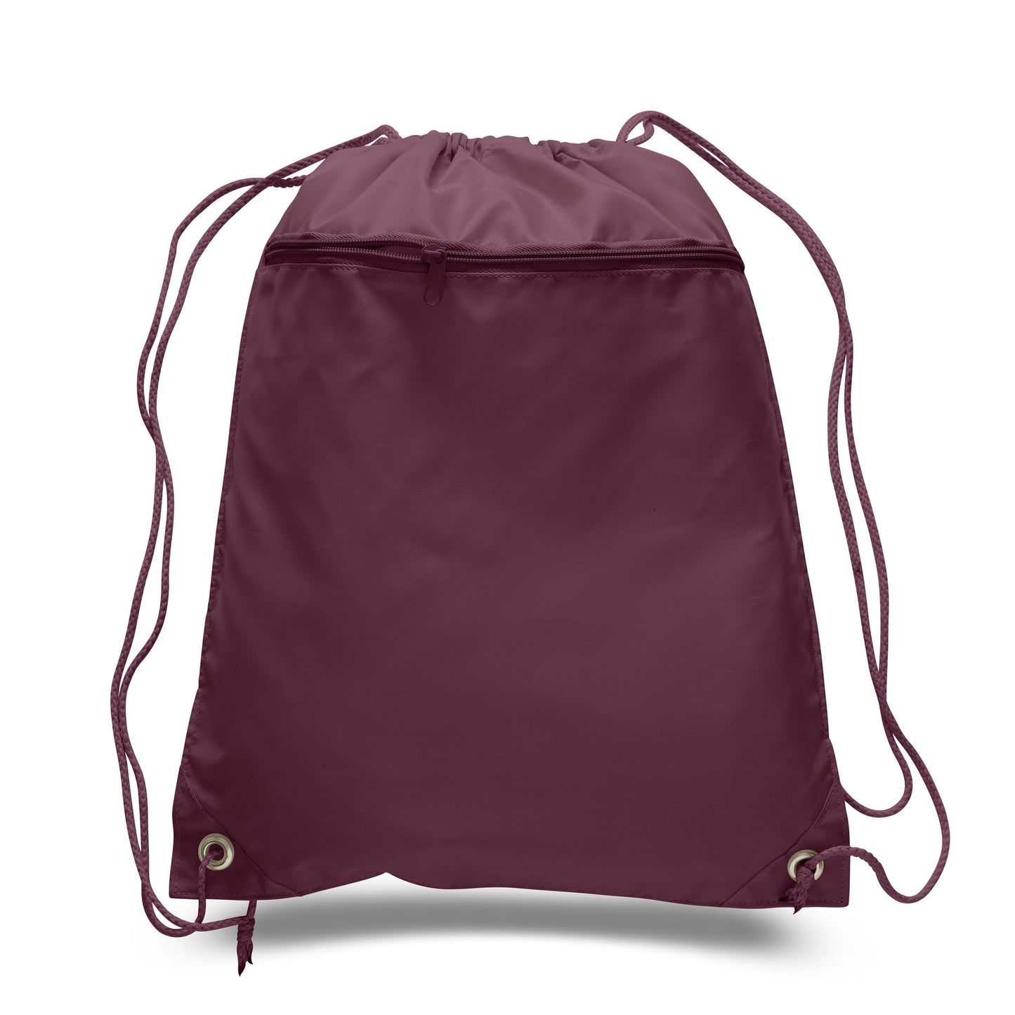Mytotebags wholesale Polyester Sports Drawstring Backpack with Front Zippered Pocket