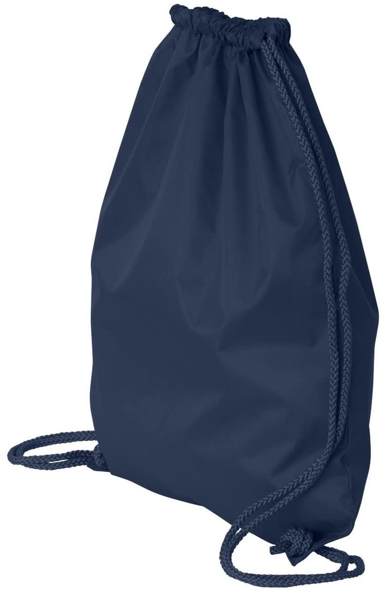 navy blue wholesale Polyester Sports Drawstring Backpack, Medium Size bulk