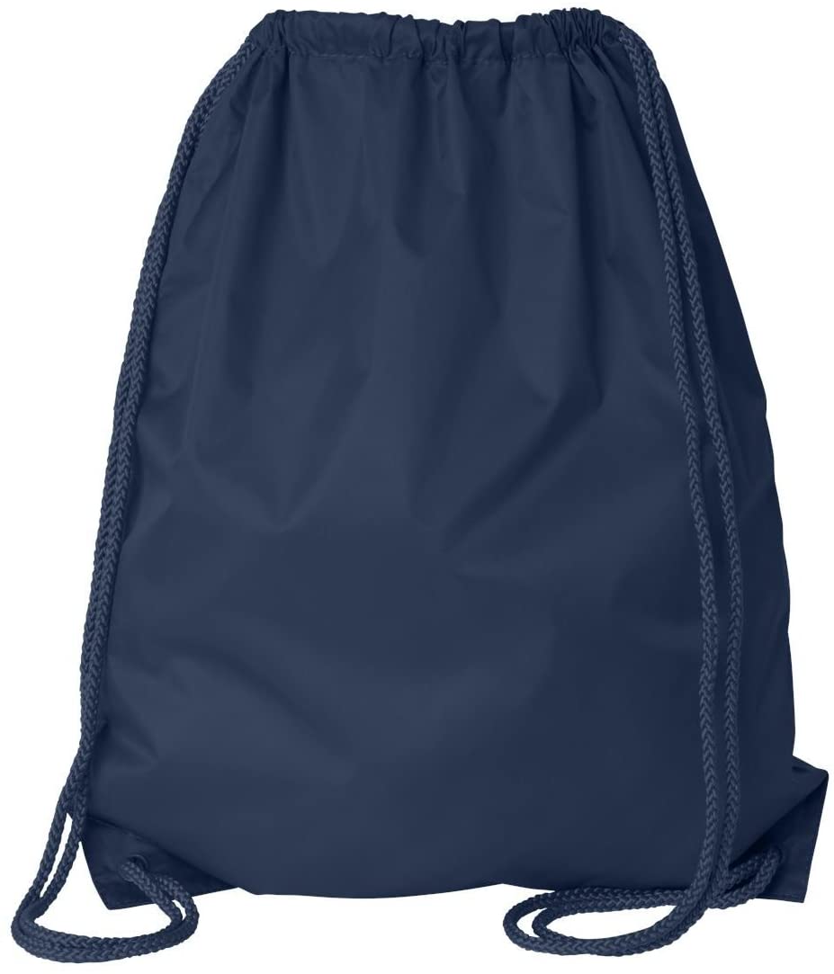 navy blue wholesale Polyester Sports Drawstring Backpack, Medium Size bulk
