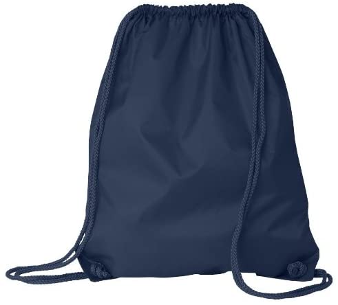 navy blue wholesale Polyester Sports Drawstring Backpack, Medium Size bulk