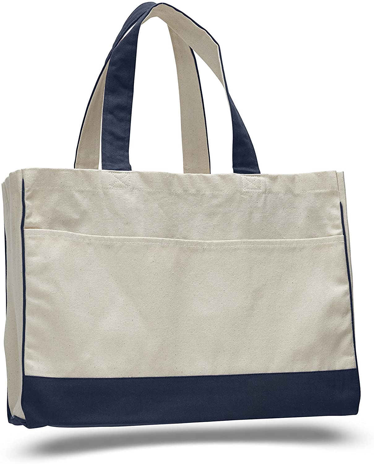Large Size Heavy Canvas Shopping Grocery Tote Bags, Large Front Pocket