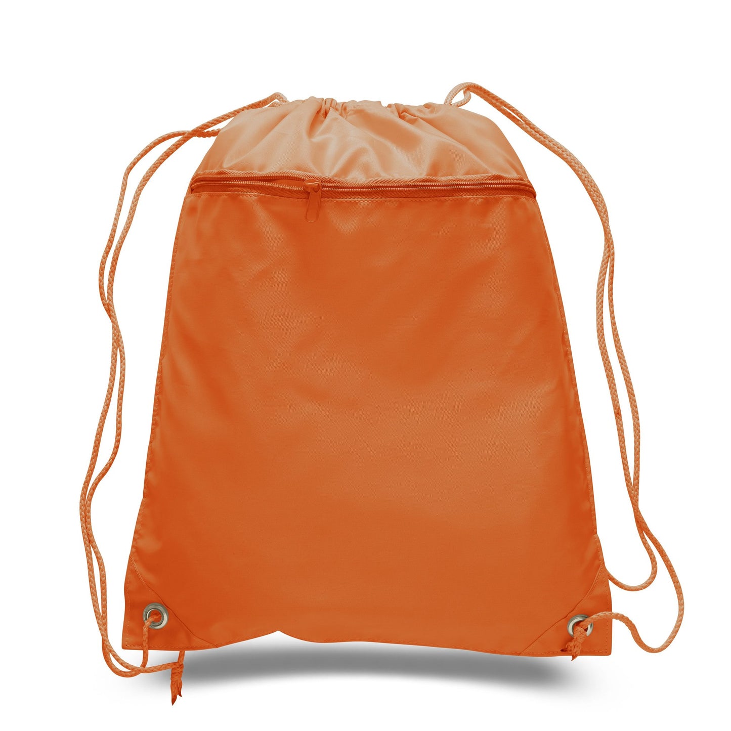 Mytotebags wholesale Polyester Sports Drawstring Backpack with Front Zippered Pocket