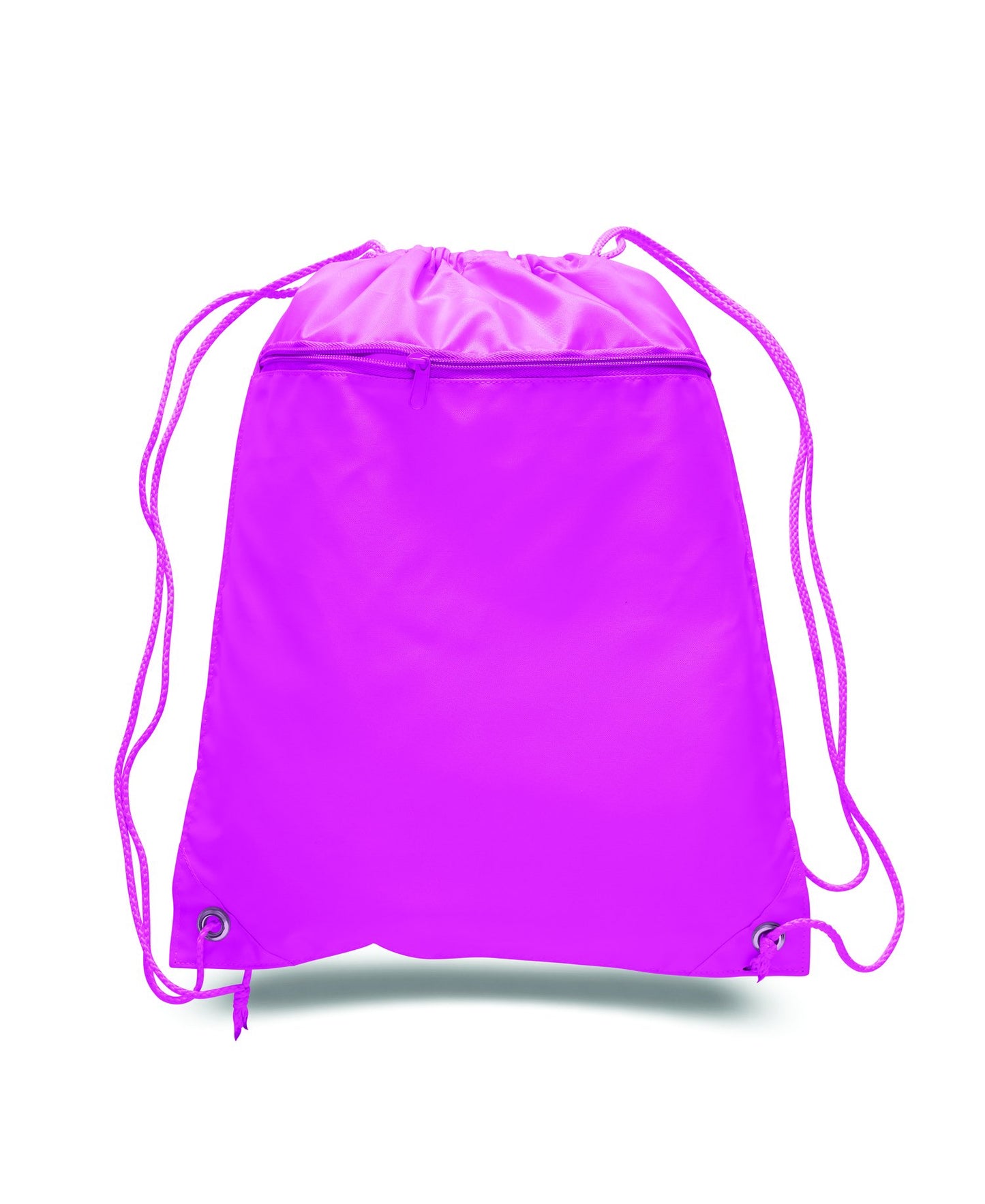 Mytotebags wholesale Polyester Sports Drawstring Backpack with Front Zippered Pocket