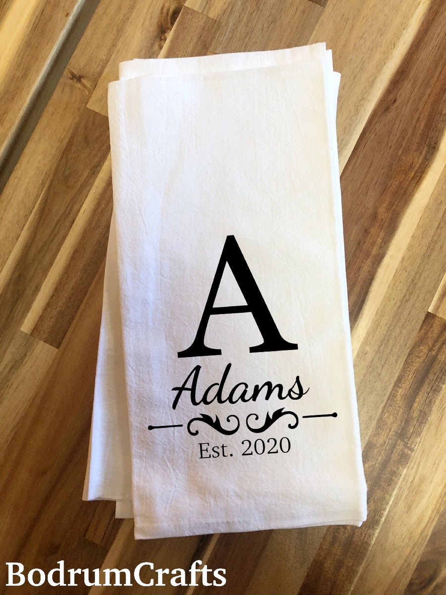 Personalized Flour Sack Kitchen Towels, Custom Monogrammed Tea Towels ...