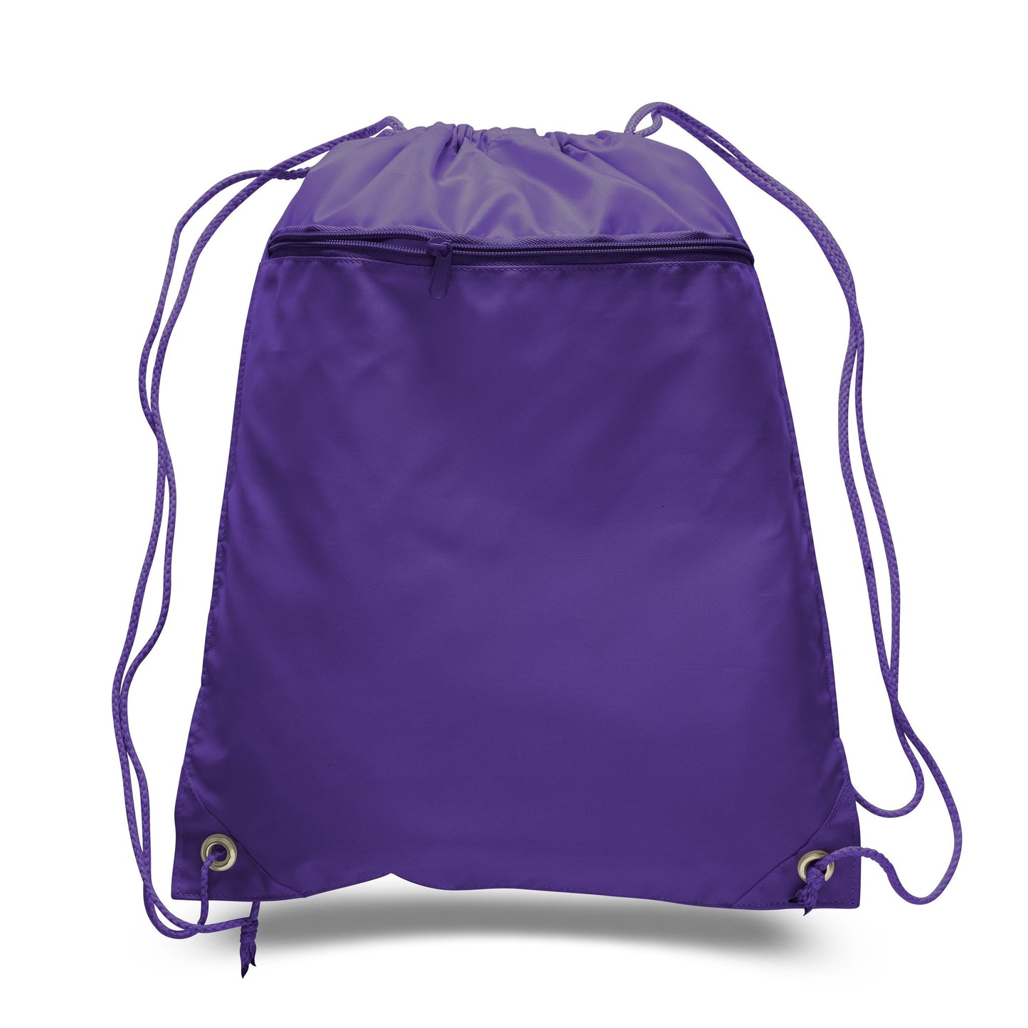 Mytotebags wholesale Polyester Sports Drawstring Backpack with Front Zippered Pocket