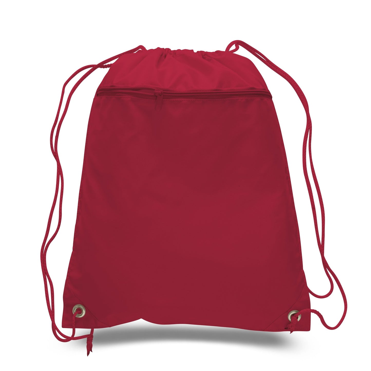 Mytotebags wholesale Polyester Sports Drawstring Backpack with Front Zippered Pocket