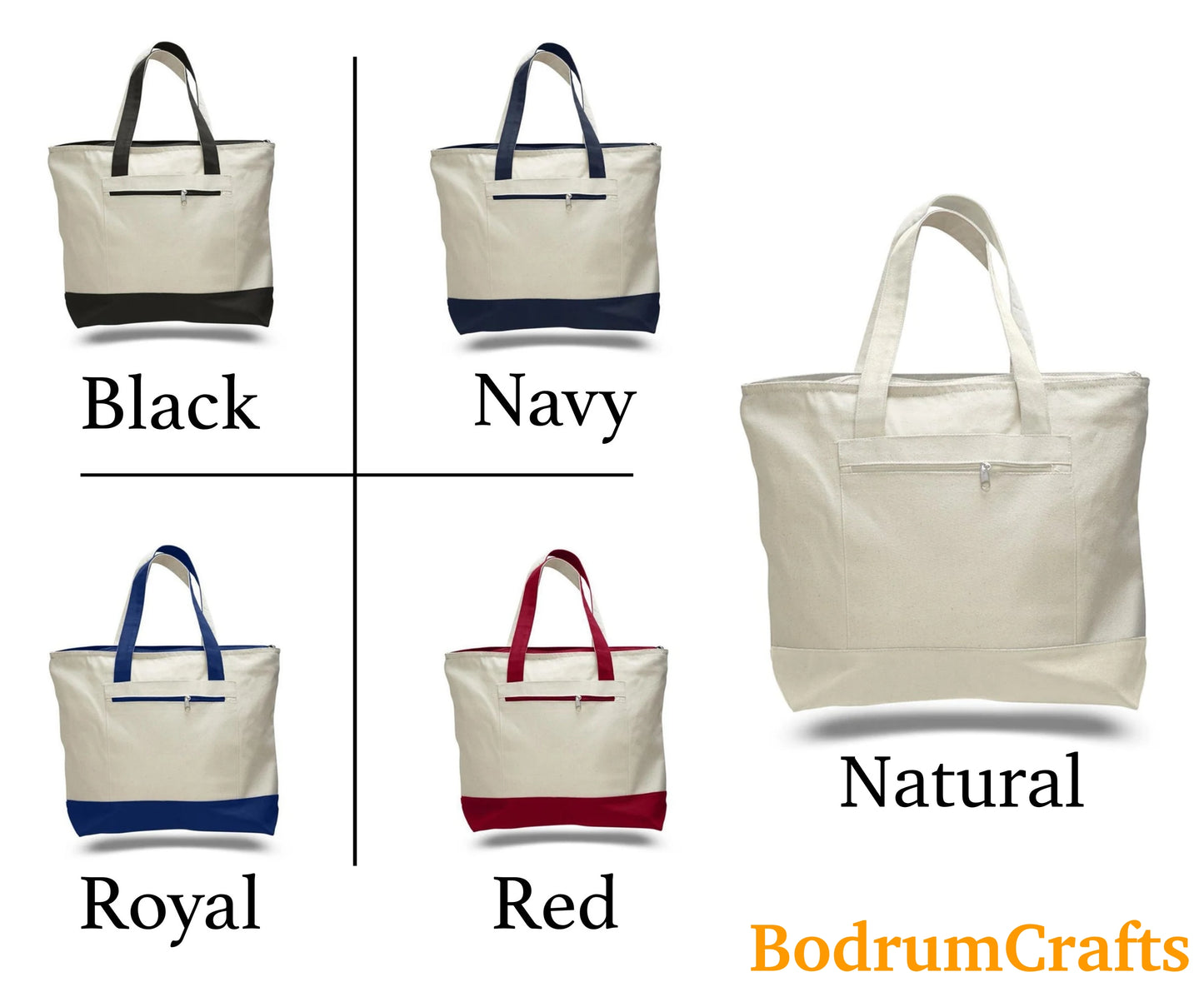 Canvas Floral Tote Bags with Zipper, Large Designer Printed Tote Bags