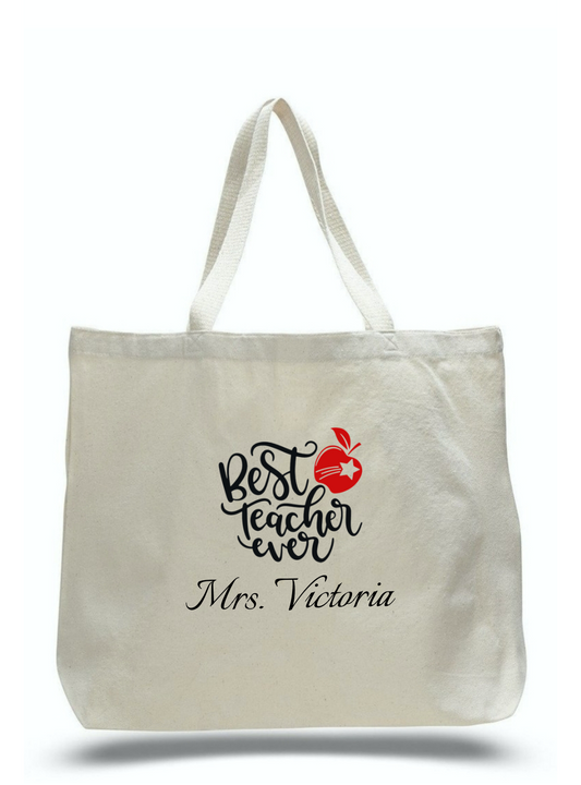 Personalized Teacher Tote Bags, Teachers Gifts, Large Canvas Totes TD102