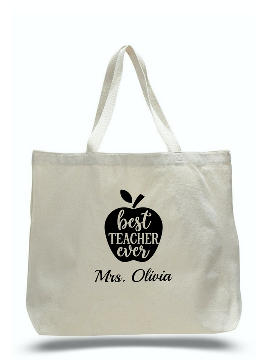 Personalized Teacher Tote Bags, Teachers Gifts, Large Canvas Totes TD103