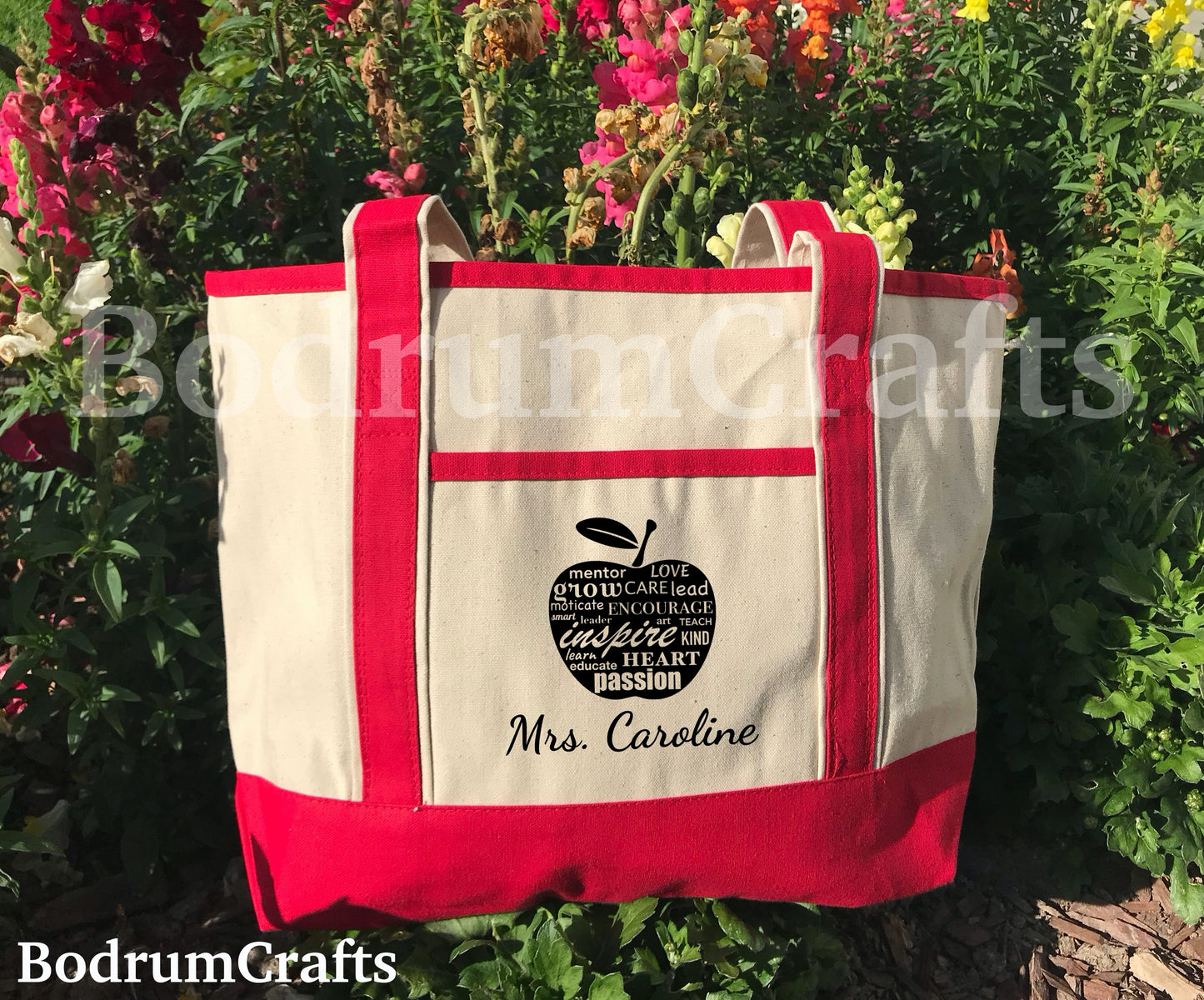 Teacher Canvas Tote Bags, Personalized Custom Teacher Totes, Teacher Gift, Book Bag, Best Teacher Ever