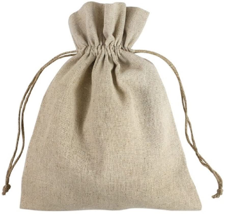 Wholesale Natural Linen Fabric Sacks Bags With Drawstrings, Bulk Muslin Gift Small Mini Bags