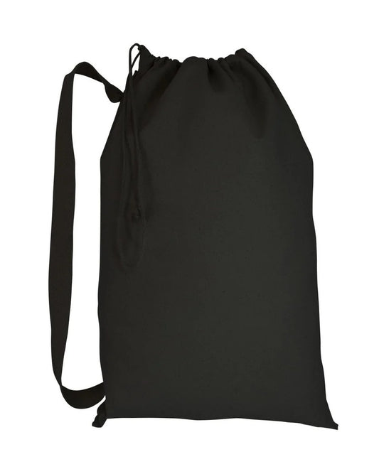 Wholesale Canvas Laundry Bags with Shoulder Strap Handle, Black Color