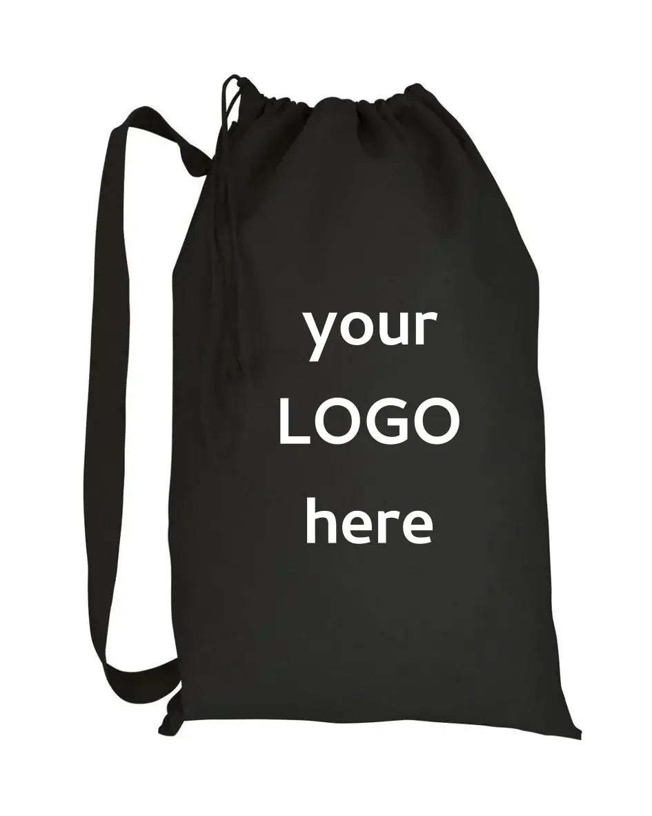 Custom Printed Canvas Laundry Bags Wholesale, Black Color