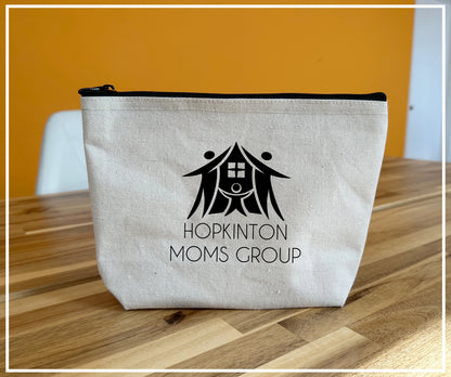 Canvas makeup bag and cosmetic pouch with custom logo printing
