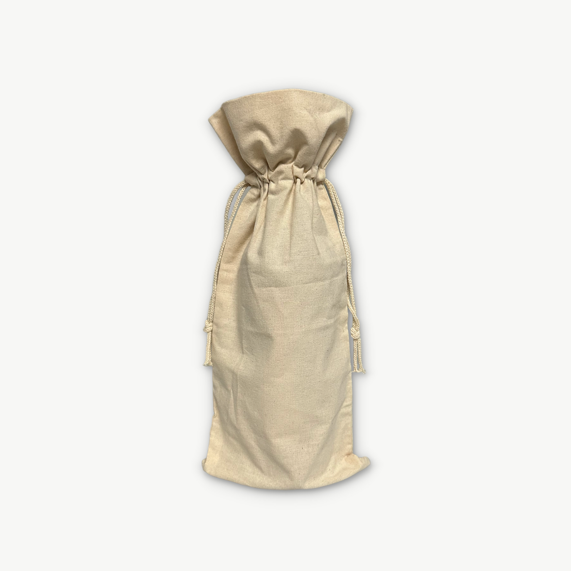 Cotton single bottle wine bag with drawstring closure, bulk wholesale