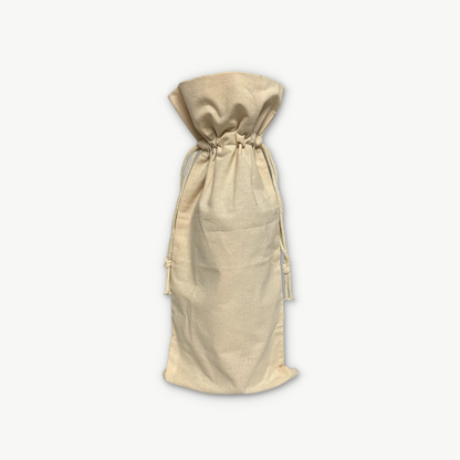 Cotton single bottle wine bag with drawstring closure, bulk wholesale