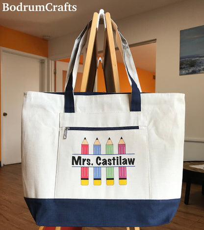 Custom teacher tote bag for back to school gift
