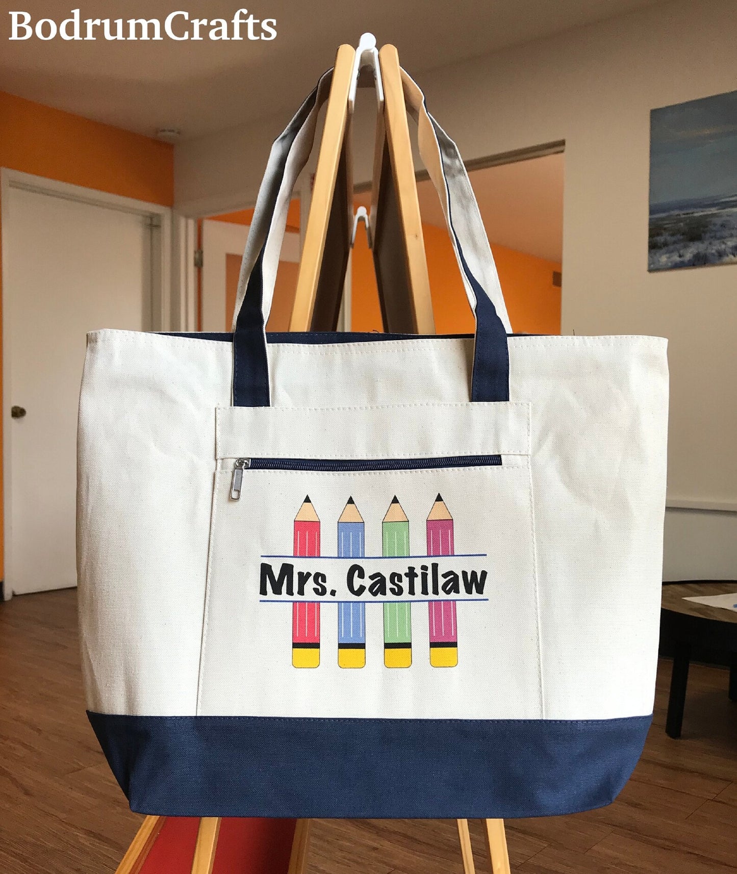 Custom teacher tote bag for everyday school use
