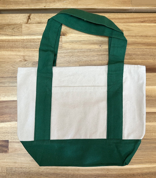 Wholesale mini canvas tote bag featuring custom logo printed details for promotional events