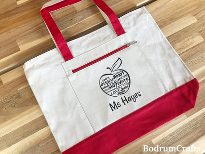 Custom Printed Tote Bags with Top Zipper